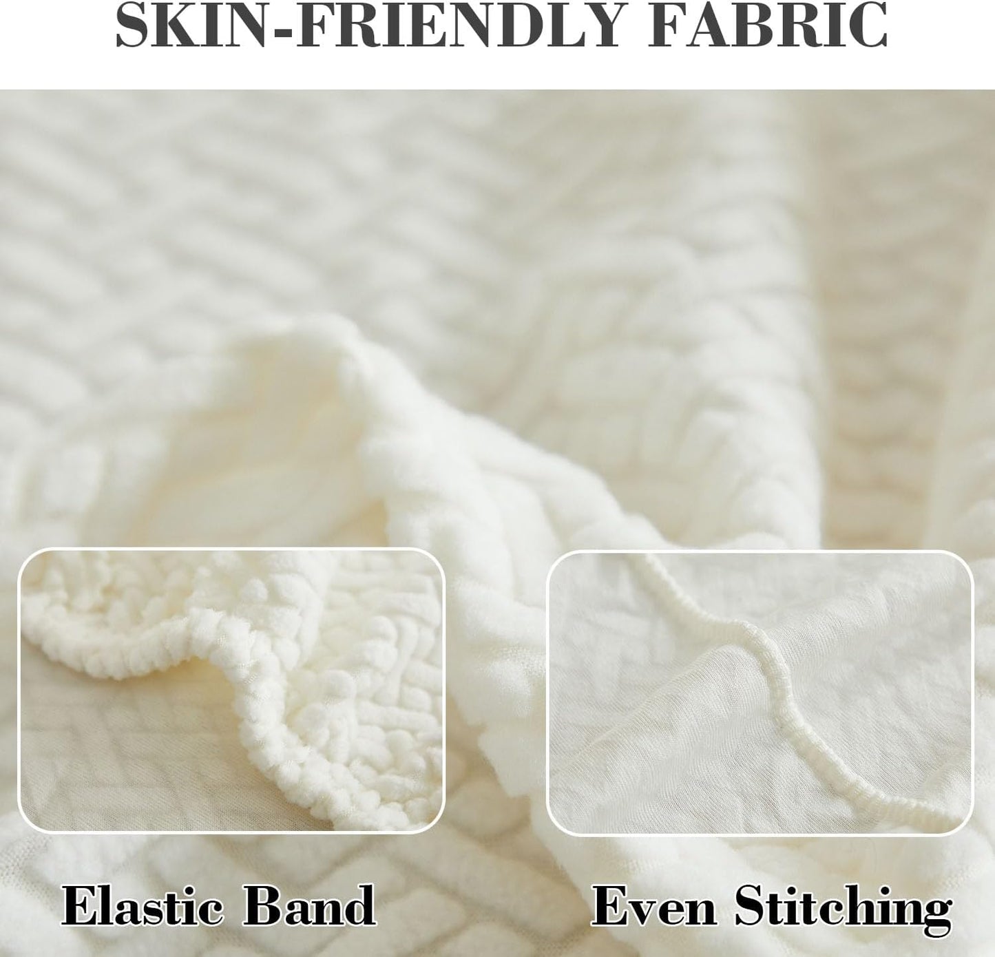 Sofa Covers Couch Covers for Sofa Pet Friendly Couch Cushion Covers Universal Sofa Covers Washable Stretch Slipcovers for Sectional Sofa (Texture Ivory White,Large Single Seat Cover)