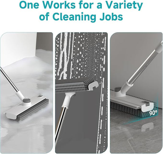 Floor Scrub Brush with Long Handle Length Adjustable, 3 in 1 Heavy-Duty Stiff - Image 2