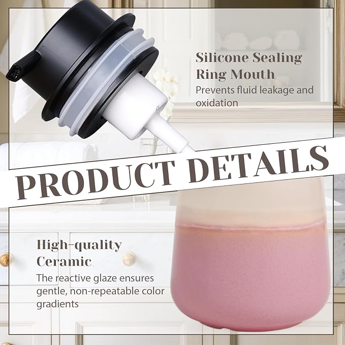 INGOFIN Ceramic Foaming Soap Dispenser - 12oz Foam Hand Soap Dispenser Bathroom - Image 5