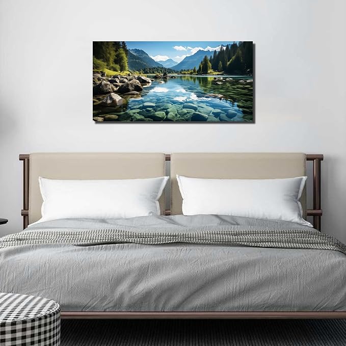 GUGIKA Landscape Wall Art for Living Room, Mountain and Lake Wall-Decor for - Image 5