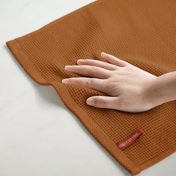 Artoid Mode 100% Cotton Caramel Waffle Weave Kitchen Dish Cloths, 13x28 Inch - Image 6