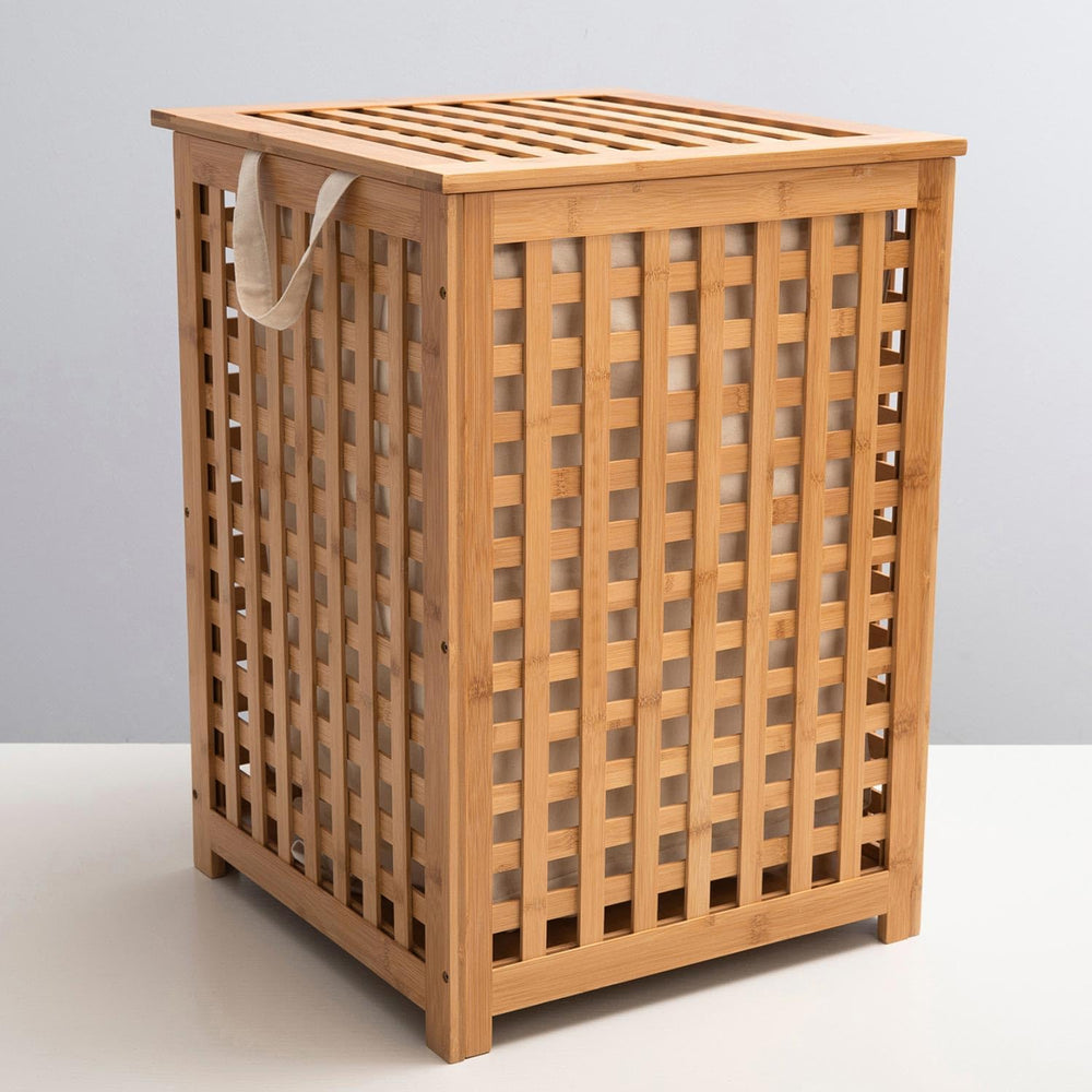 Chakra Bamboo Laundry Basket with Inner Fabric Liner - Laundry Hamper for Dir...
