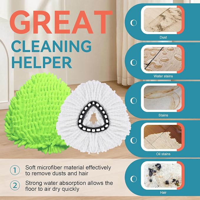 12 Pack Mop Replacement Heads for O-Ceda Mop Replace Head EasyWrin Spin Mop - Image 4