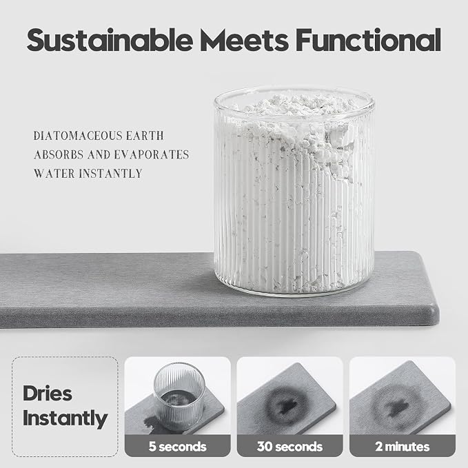 3PCS Bathroom Sink Vanity Trays, Quick Stone Drying Mat Dish Soap Dispenser - Image 3