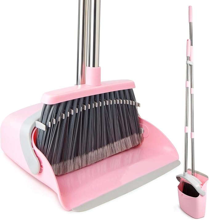 Broom and Dustpan Combo Set, Long Handle and Standing Dust Pan by Unknown