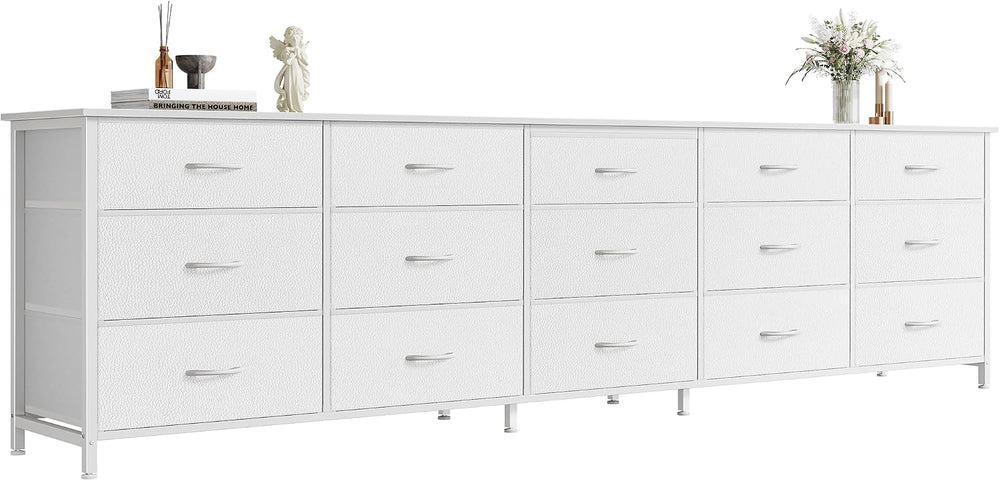 Huuger 78.7 inch Long Dresser for Bedroom, 15 Drawer Fabric Dresser for Close...