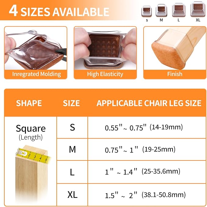 Ezprotekt 24 Pcs Small Clear Square Chair Leg Floor Protectors - Image 2