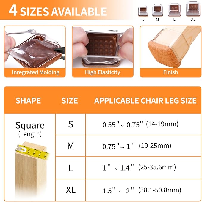 Ezprotekt 24 Pcs Clear Square Chair Leg Floor Protectors - Image 2