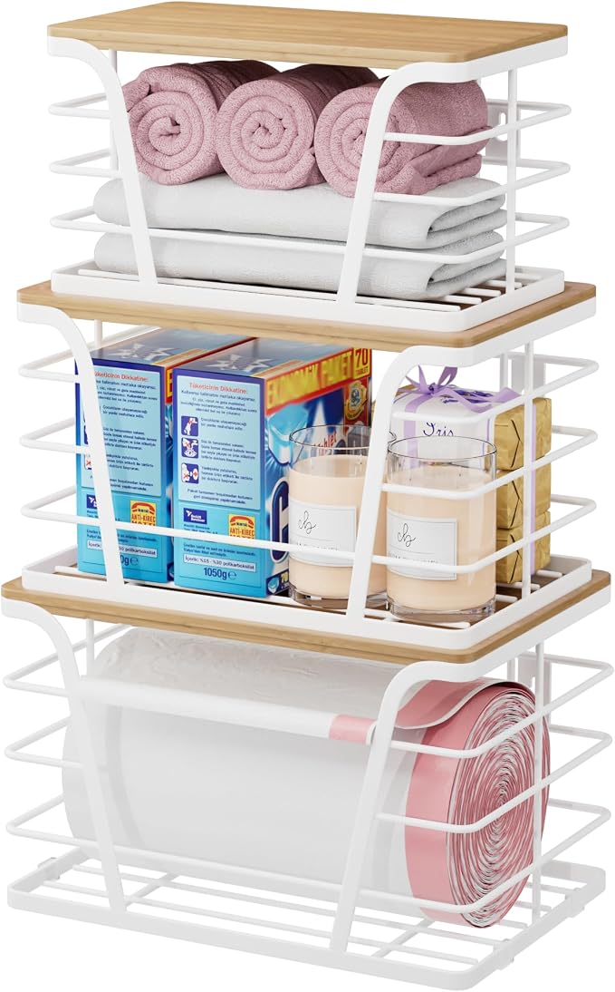 3 Pack Stackable Laundry Room Organization, Trash Bag Dispenser Under Sink by TrashBagHolder