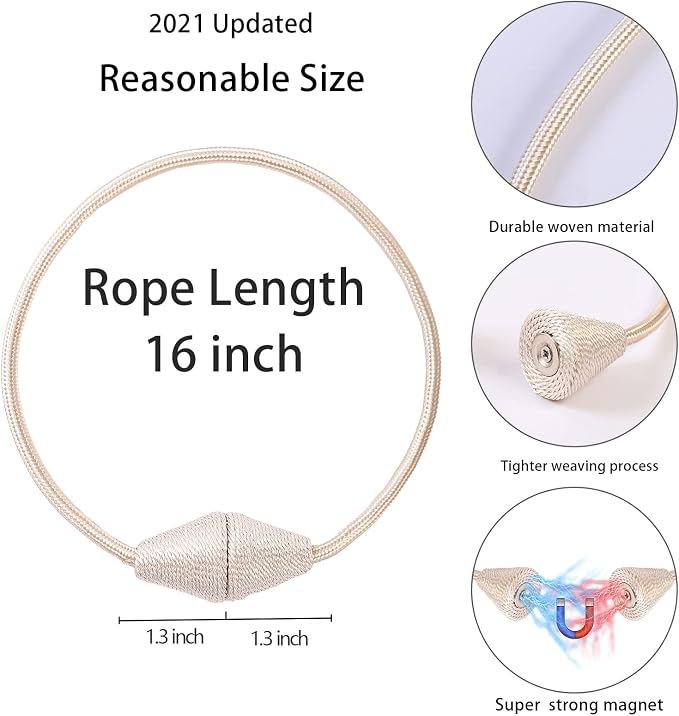 2 PCS Magnetic Curtain Tiebacks, European Style Convenient Drape Tie Backs - Image 3