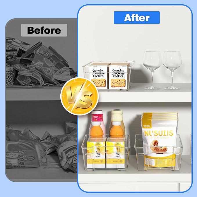 6 Pack Clear Refrigerator Storage Bins, Stackable Plastic Fridge Organizer - Image 6