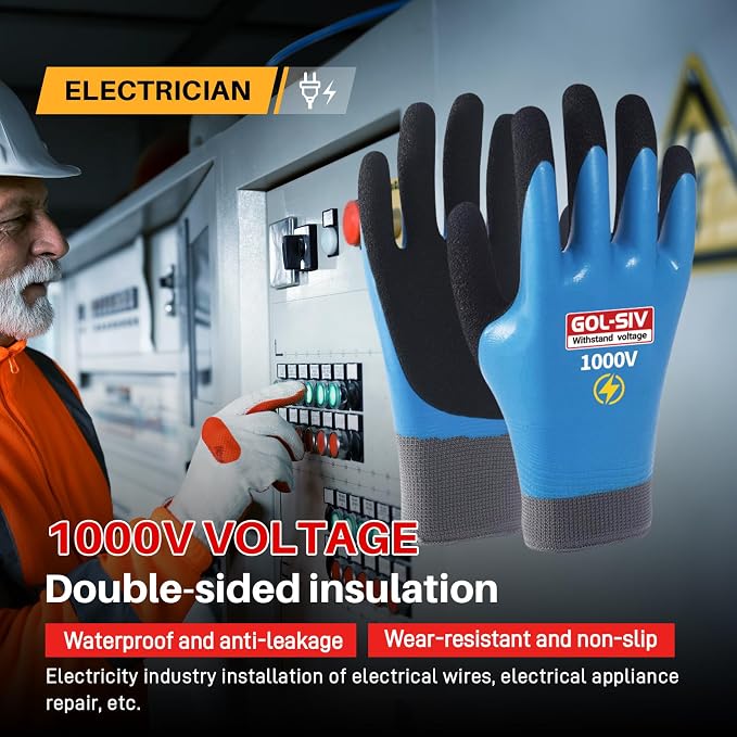 Electrician Gloves 1000V High Voltage, Double Insulated Electrical Gloves - Image 2