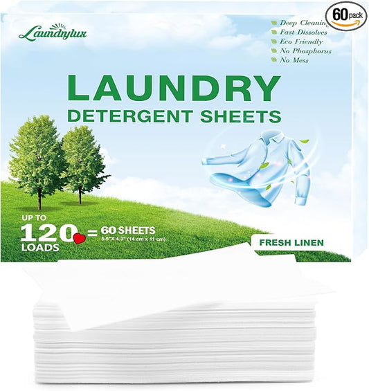 Laundry Detergent Sheet, Eco-Friendly & Hypoallergenic Wash Strips, Natural by LAUNDRYLUX