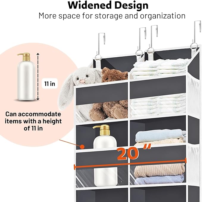 Over the Door Organizer 5 Tiers, Extra Large Behind Door Storage of 10 - Image 3