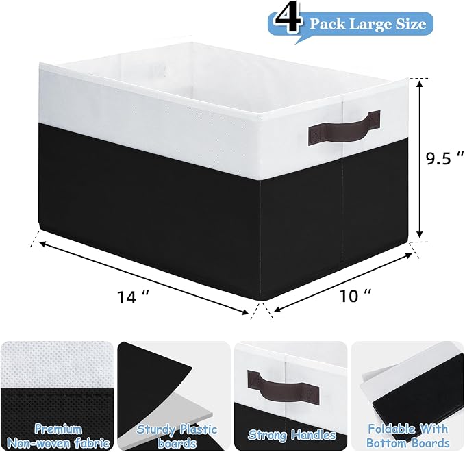 Criusia Large Storage Bins for Shelves 4 Pack, Closet Storage Baskets for - Image 2