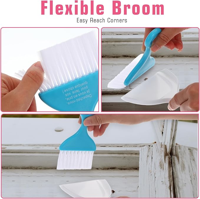 3 Pcs Mini Broom and Dustpan Set, Compact Cleaning Sweep, Mini Broom and Brush - Image 7