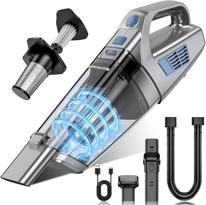 BQYPOWER Handheld Vacuum Cordless, 16000PA Strong Suction Hand Held Vacuum Dust by BQYPOWER