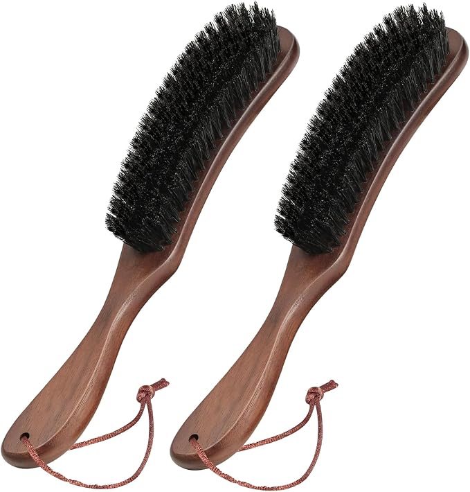 2 PCS Wood Felt Brush, Large Black Walnut Wood Handle Boar Bristle Lint Brush by Unknown