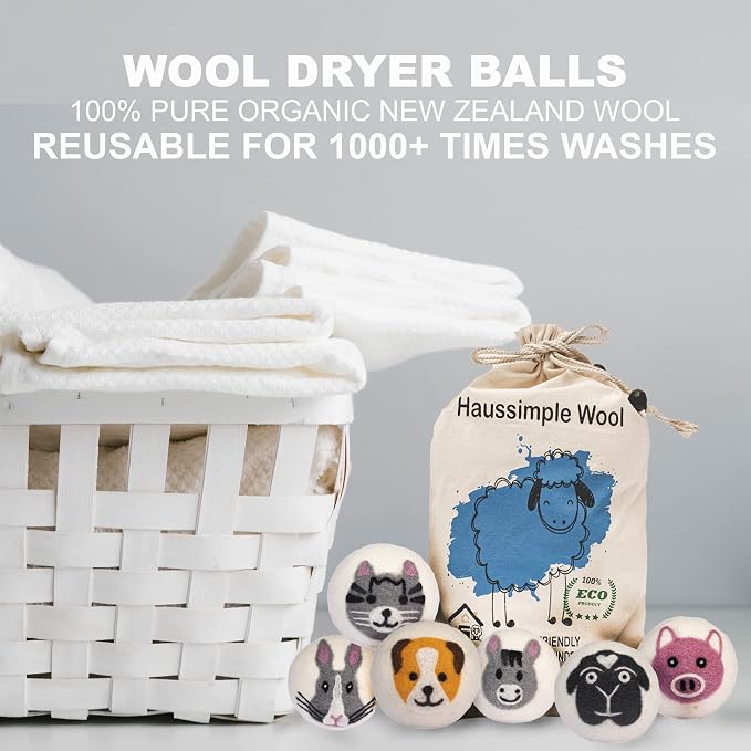 Wool Dryer Balls – 6-Pack XL Organic Fabric Softener | Natural Handmade Sheep - Image 3