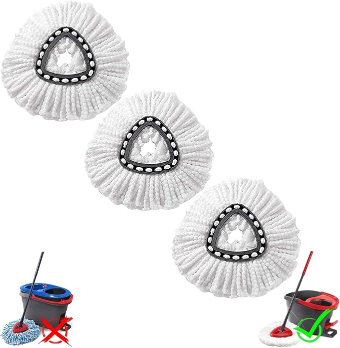 3Pcs Spin Mop Replacement Heads, Easy Cleaning Spin Mop Head, Deep Clean by HANDRERLEE