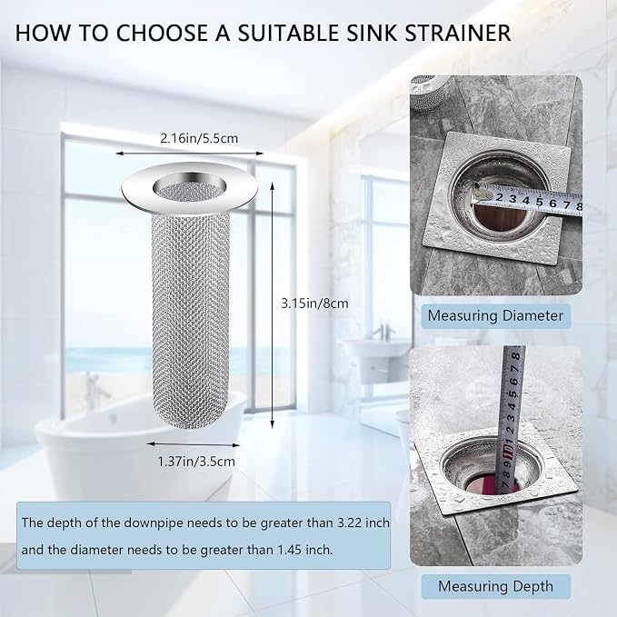 Resdenio Bathroom Sink Drain Strainer Stainless Steel, 2 Pack Floor Drain - Image 2