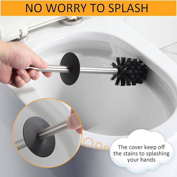 BGL Toilet Brush and Holder Set Brushed Nickel Aluminium Freestanding Toilet - Image 5