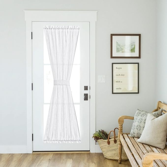 NICETOWN French Door Curtain Panel Linen Look Classroom Window Shade Sidelight by NICETOWN