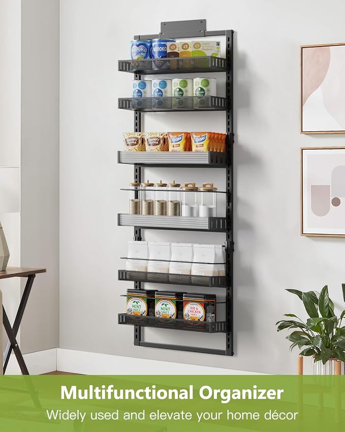 6-Tier Over the Door Pantry Organizer, 2 in 1 Large Door Spice Rack - Image 7