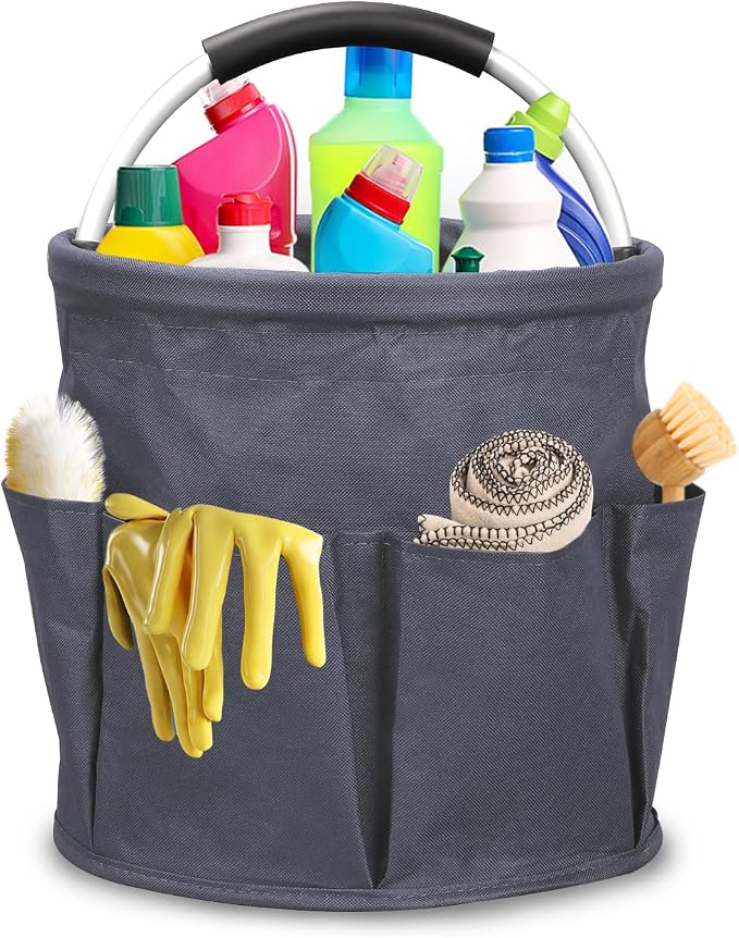 Qivine 17L Cleaning Caddy with Handle, Cleaning Supply Caddy Foldable Tool Bag by Qivine