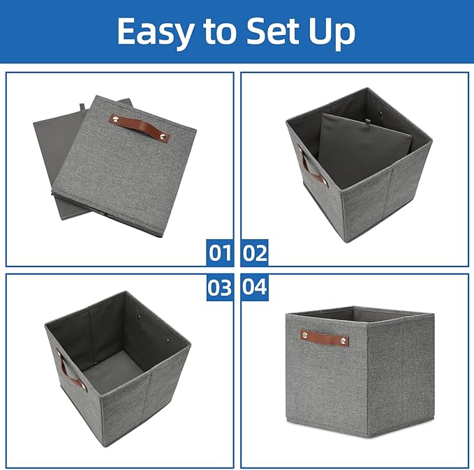 Temary 11 Inch Cube Storage Bins 4PCs Fabric Storage Cubes Storage Baskets - Image 7