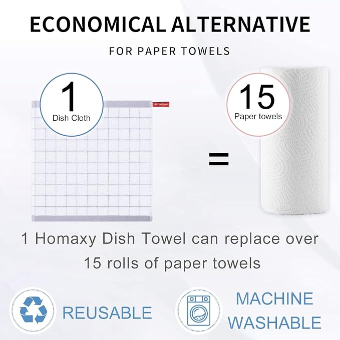 Homaxy 100% Cotton Terry Kitchen Dish Cloths, Ultra Soft and Absorbent Dish - Image 7