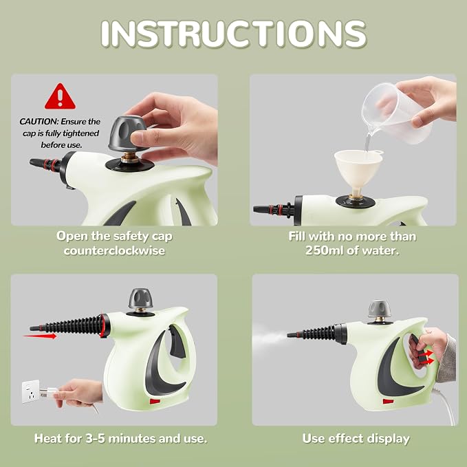 Spurgehom Handheld Steam Cleaner, Portable Steamer - Image 5