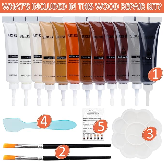 SEISSO Wood Scratch Repair Kit, 12 Colors Wood Filler Putty - Image 5