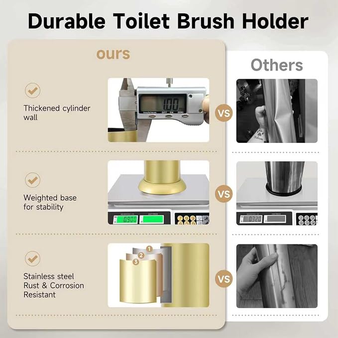 Gold Toilet Brush and Holder，Extra Long Handled Toilet Brush - Image 5