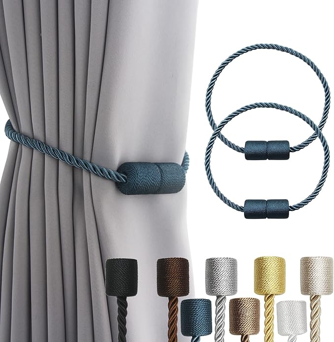 2 Pack Strong Magnetic Curtain Tiebacks Outdoor Elegant Decorative Tie Backs by CurtainTiebacks