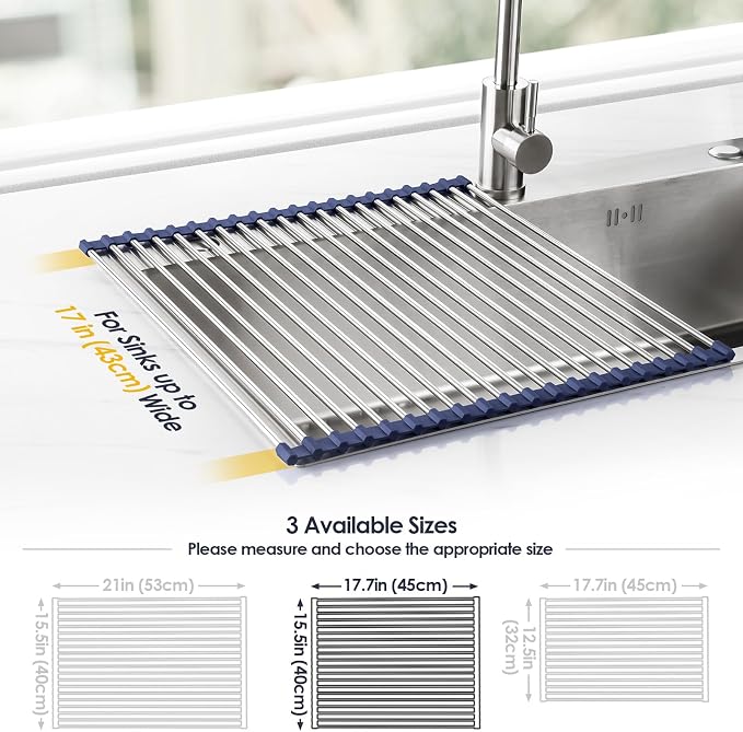 Tomorotec 17.7" x 15.5" Roll Up Dish Drying Rack Over Sink Drying Rack Sink - Image 4