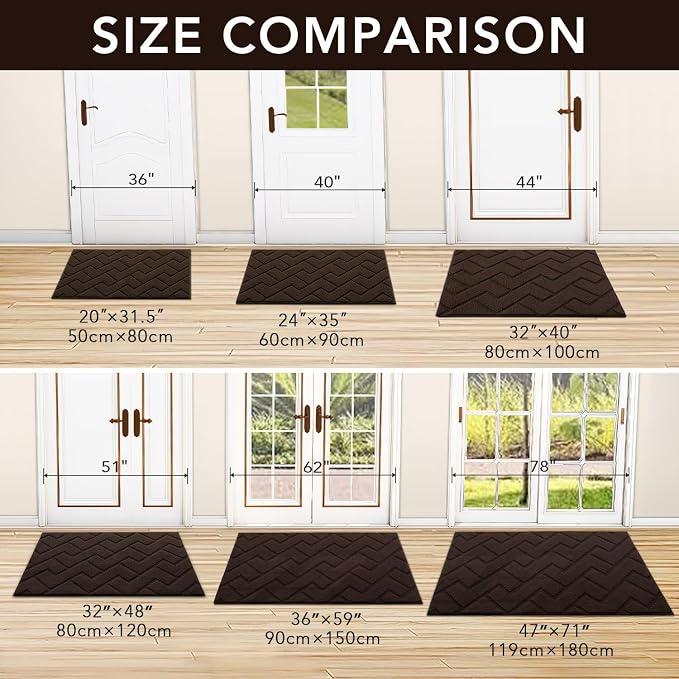 hicorfe Indoor Doormat, Welcome Door mat, Non Slip Door Mats 20"x31.5" - Image 3