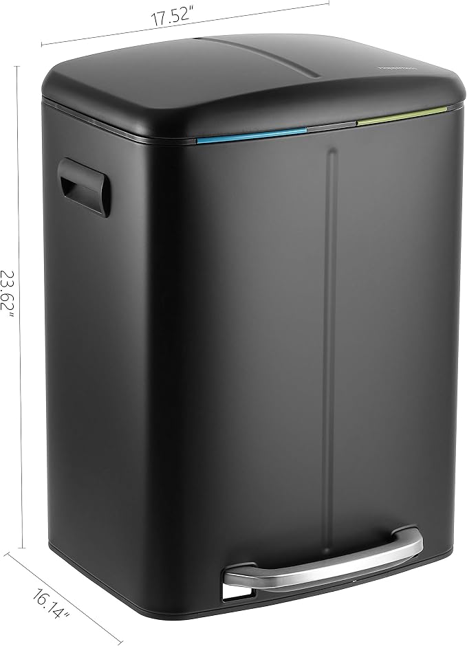 happimess HPM1005B Marco Rectangular 10.6-Gallon Double Bucket Trash Can - Image 6