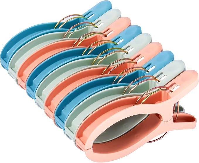 9 Pack Beach Towel Clips Beach Chairs 3 Colors Jumbo Size Towel Clamps Lounge by Foshine