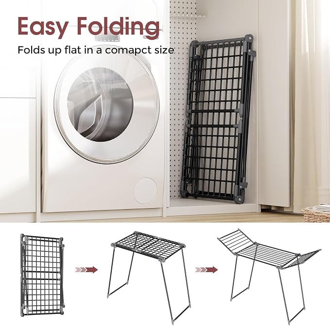 APEXCHASER Clothes Drying Rack Foldable, Large Drying Rack Clothing, Winged