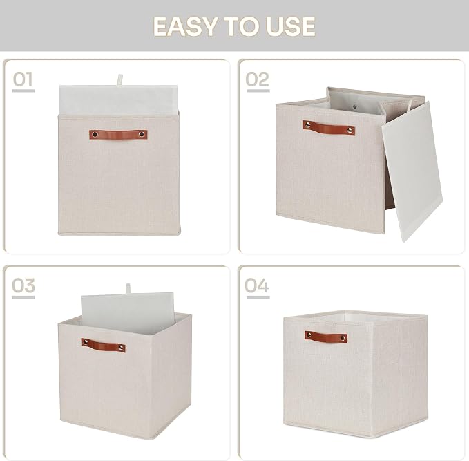 HNZIGE Large Storage Baskets Set of 4 Collapsible Storage Baskets, 13x13 - Image 2