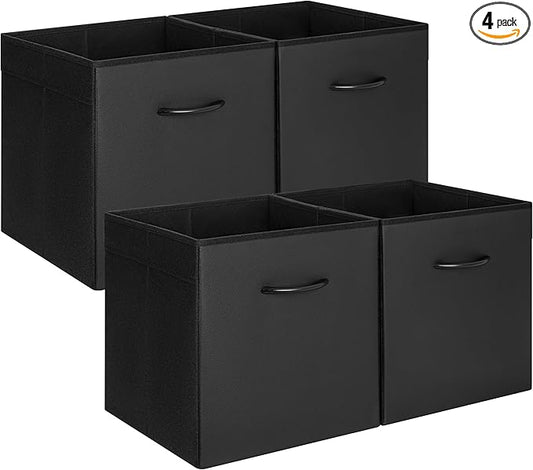 StorageWorks Black Storage Cubes, 13-inch Leather Bins by StorageWorks