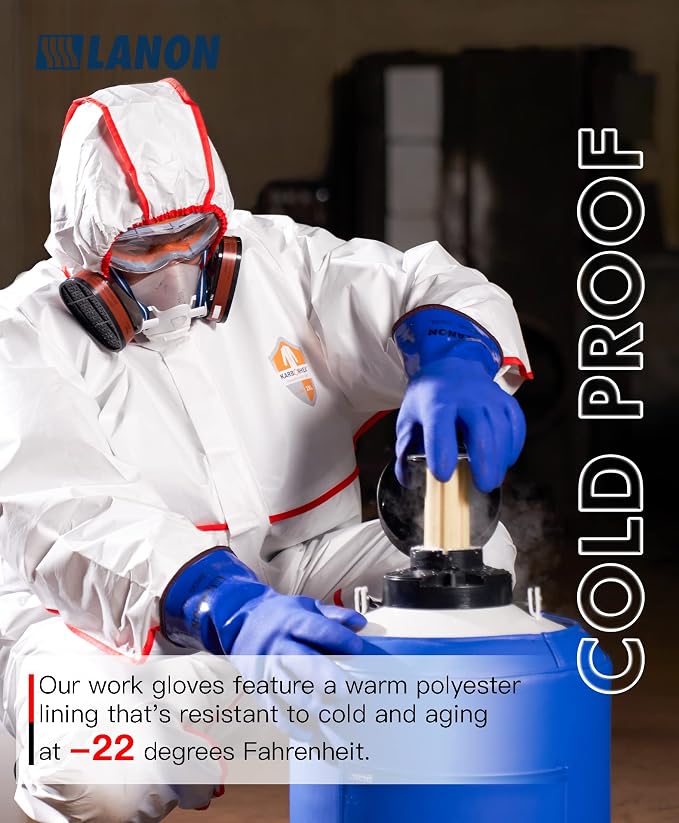 LANON PVC Coated Cold Proof Heavy Duty Gloves, Waterproof Warm Work Gloves - Image 3
