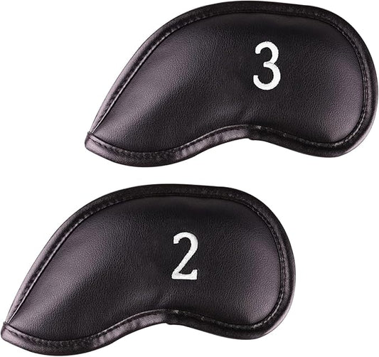 Premium Magnetic Leather Iron and Wedge Golf Club Head Covers | Set of 10 | by AllTeedUp