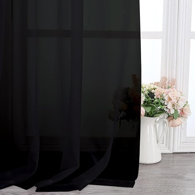 Chyhomenyc Black Sheer Scarf Valances - Image 4