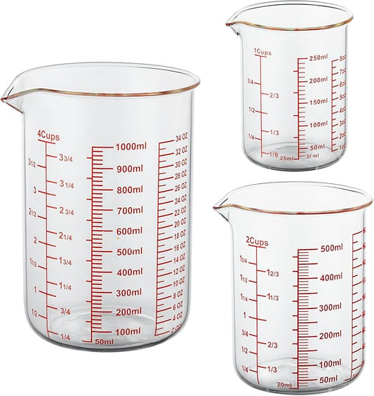 High Borosilicate Glass Measuring Cup Set-V-Shaped Spout，Includes 250ml by AckersBORO33