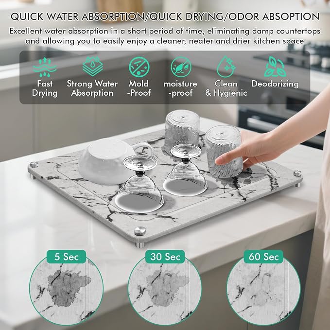 Stone Drying Mat For Kitchen Counter Superb Absorbent Diatomaceous Earth Mats - Image 4