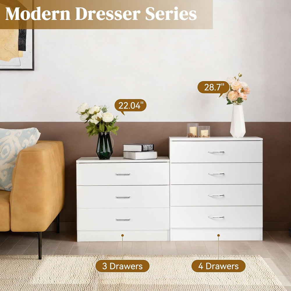 Karl home White 4 Drawer Dresser, Modern Small Chest of Drawers