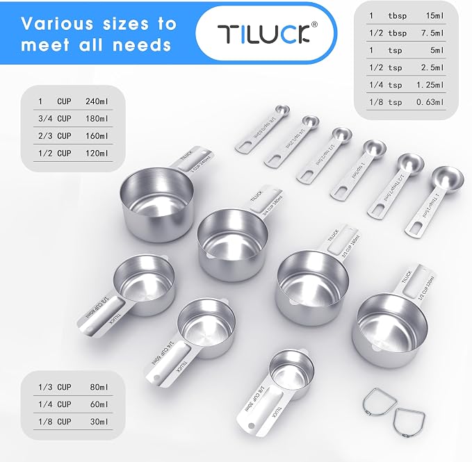 TILUCK Stainless Steel Measuring Spoons Set, Coffee Scoop Spoon, Kitchen Gadgets - Image 2
