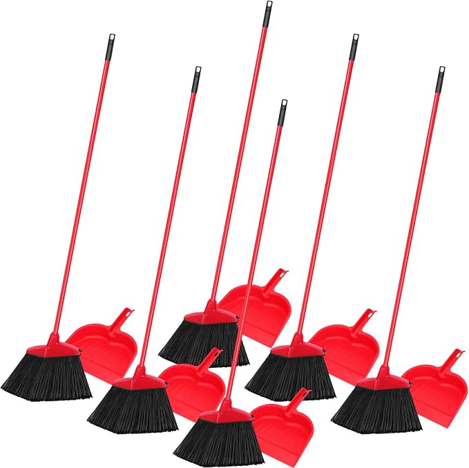 Maxcheck 6 Pcs Broom and Dustpan Set 54 Inch Heavy Duty Indoor Brooms by Maxcheck